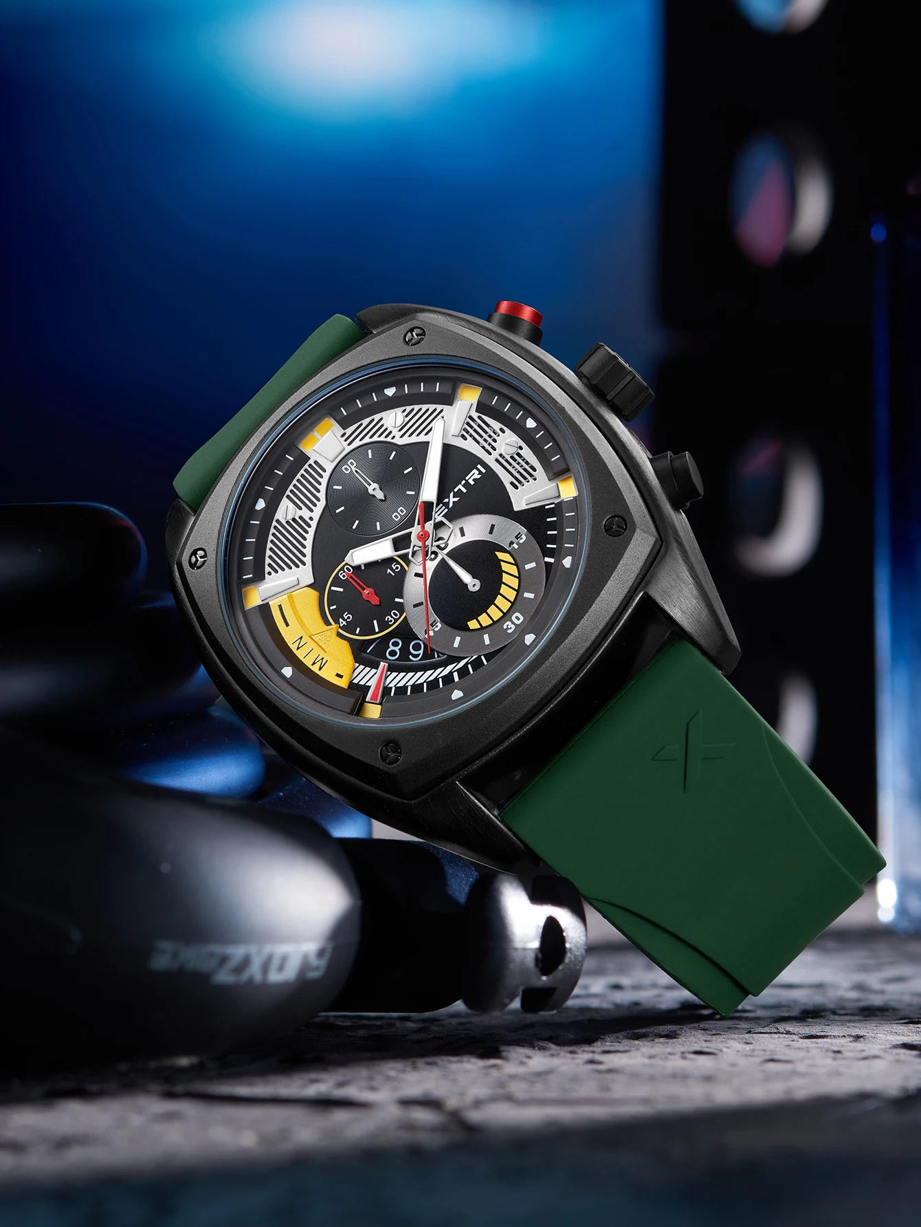 Montre Chronographe Extri à Quartz, Étanche et en Silicon